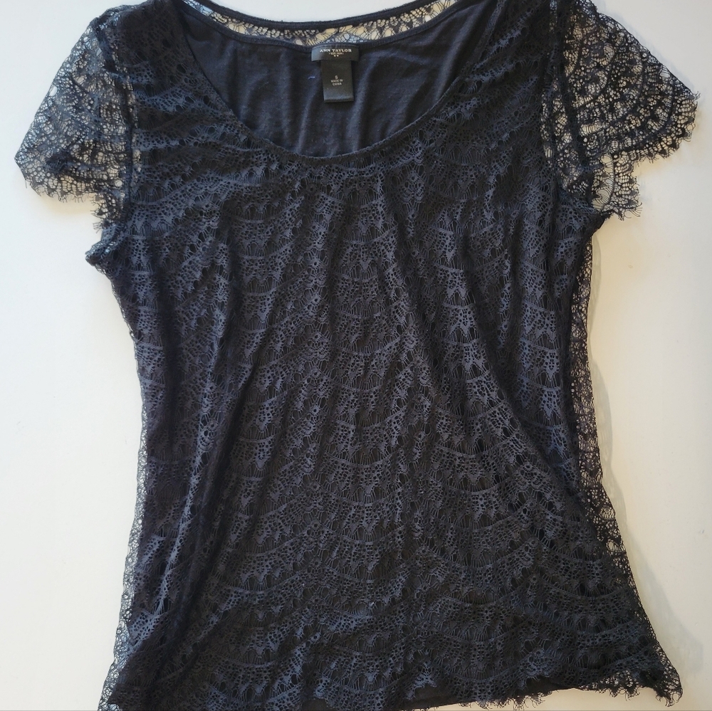 Business casual Ann Taylor Small black lace blouse